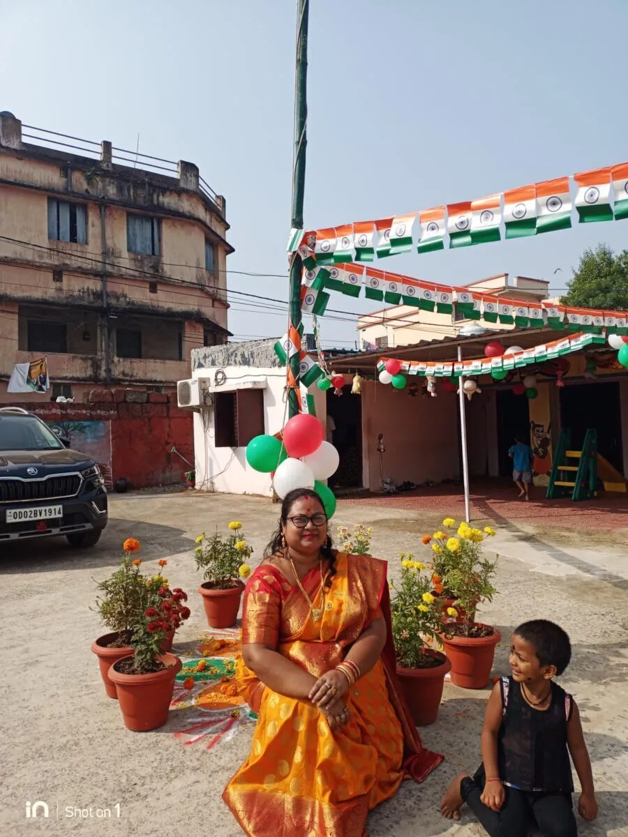 Republic Day decorations in the school courtyard