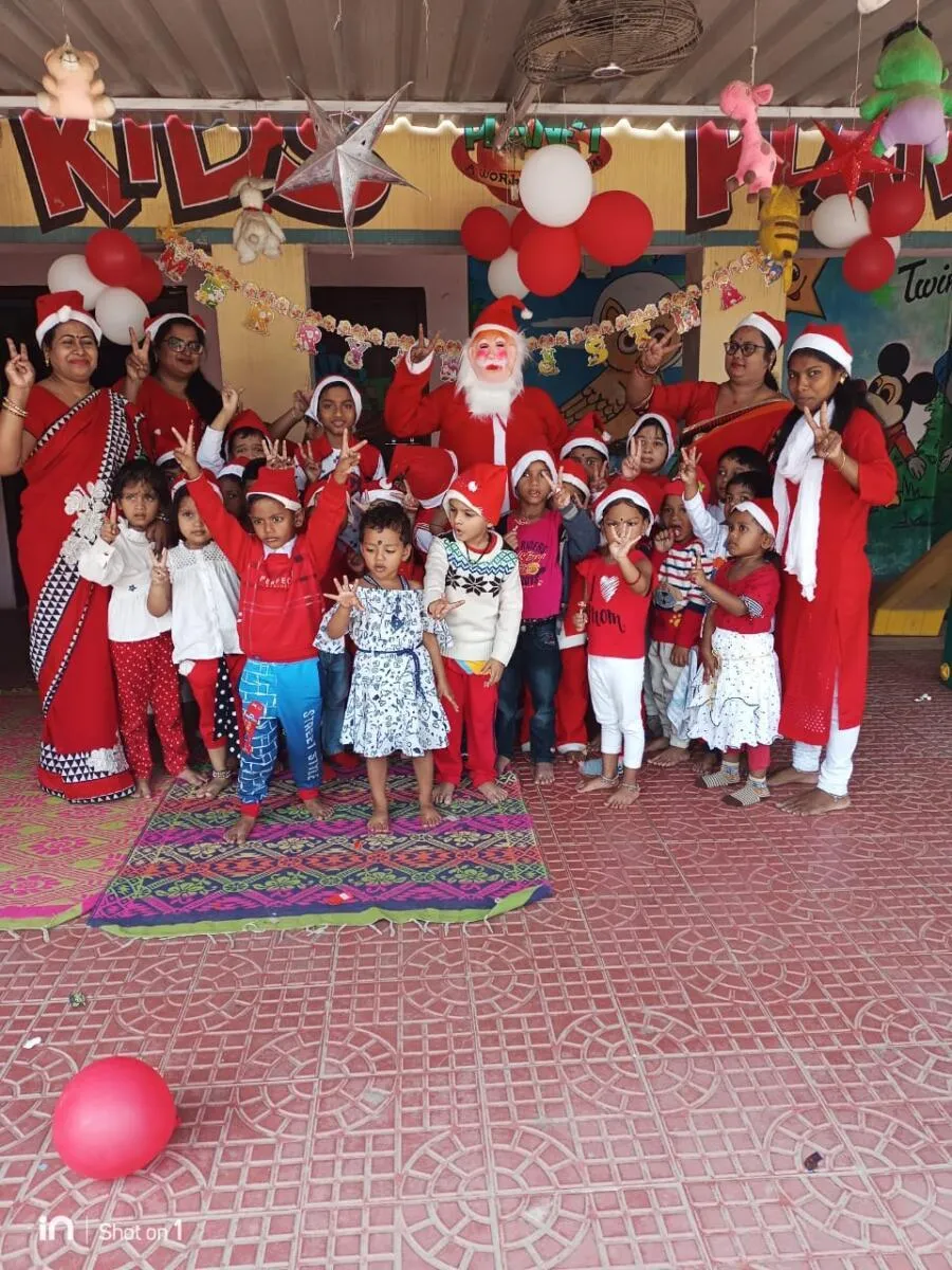 Children celebrating Christmas with Santa