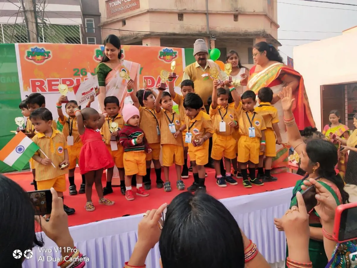 Children gathered on the Republic Day stage