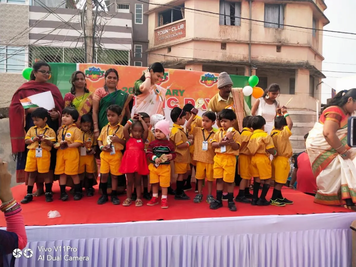 Teachers and children celebrating Republic Day