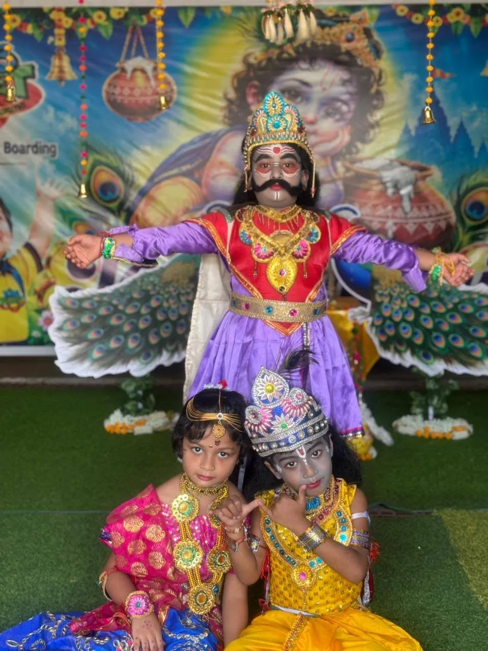 Children taking part in a Janmashtami performance