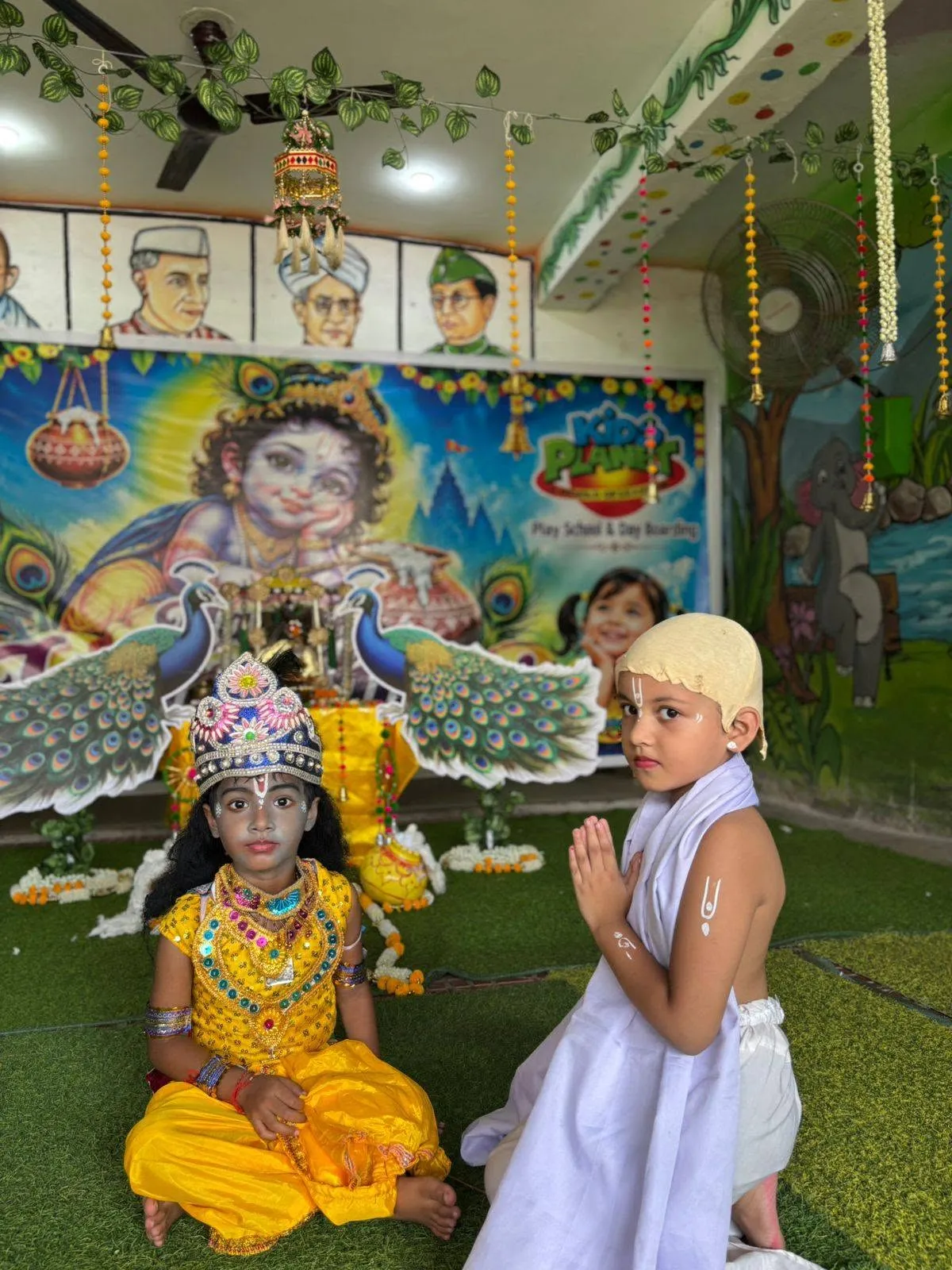 Children dressed for a Janmashtami drama