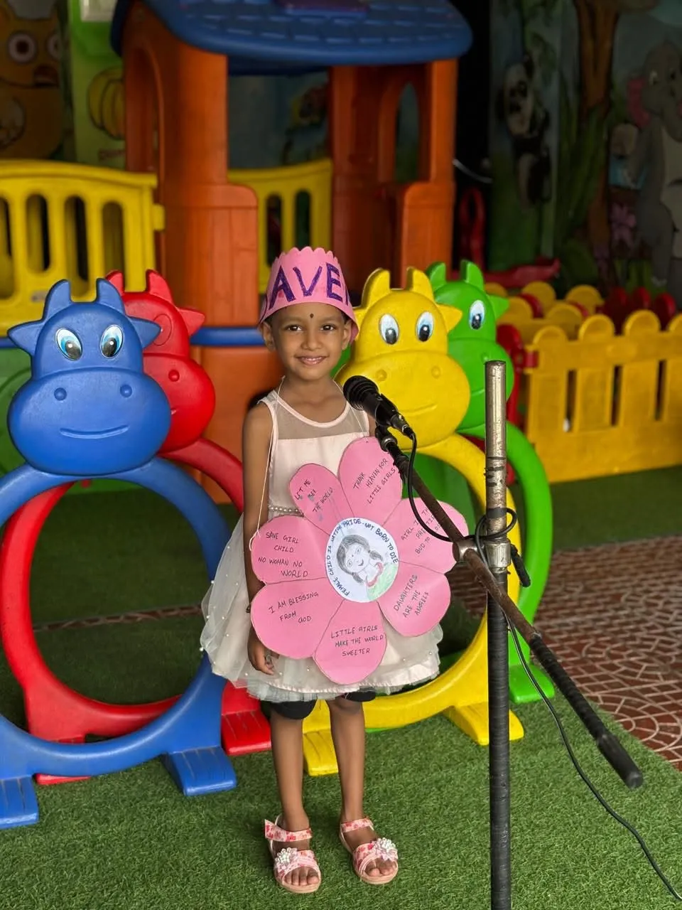 A child dressed for a school fancy dress activity