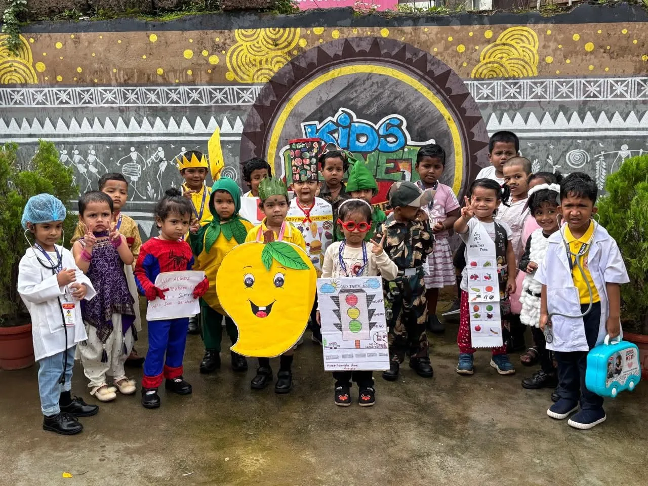Children participating in a fancy dress activity