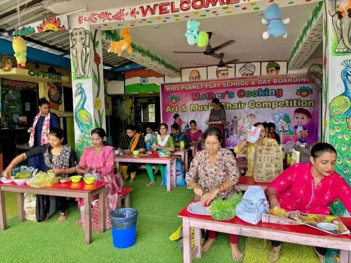 Parents joining fun activities at Kids Planet